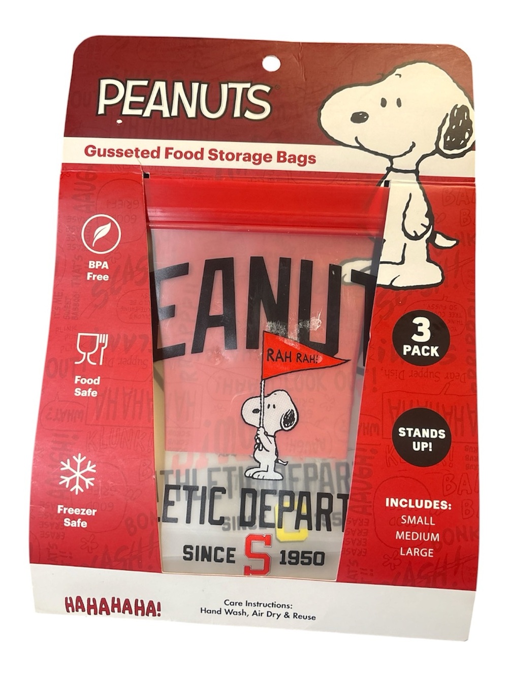 PEANUTS Gusseted Food Storage Bags - 3 Pack